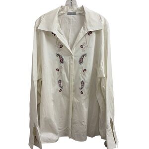 Cream embroidered paisley blouse
